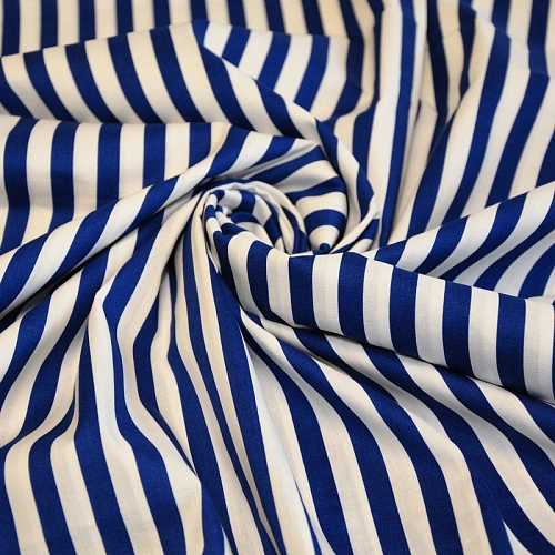 Поплин полоска шир 1см (василек+белый)