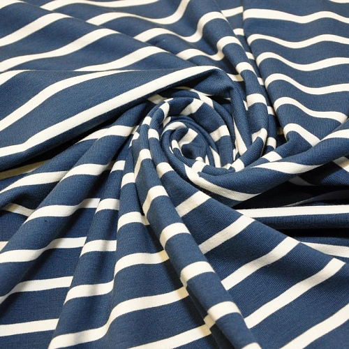 Кулирная гладь "Тельняшка" "2см-0,5см индиго +молочный"