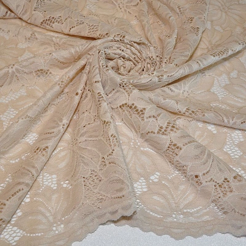 Гипюр стрейчевый с ажурным краем (бежевый)
