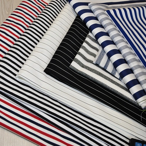 Поплин полоска шир 1см (василек+белый)