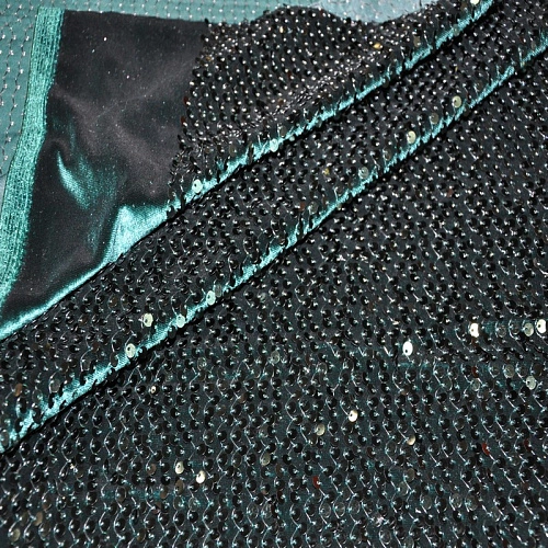 Пайетки на велюре (изумруд)