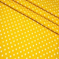 Штапель принт "Белый горох на горчичном фоне"