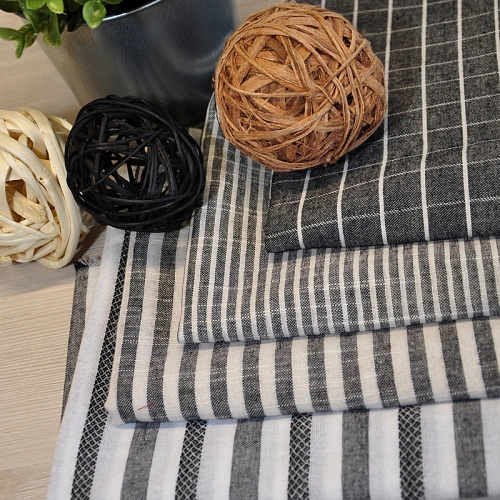 Рубашечны хлопок с фактурой льна (клетка серый)