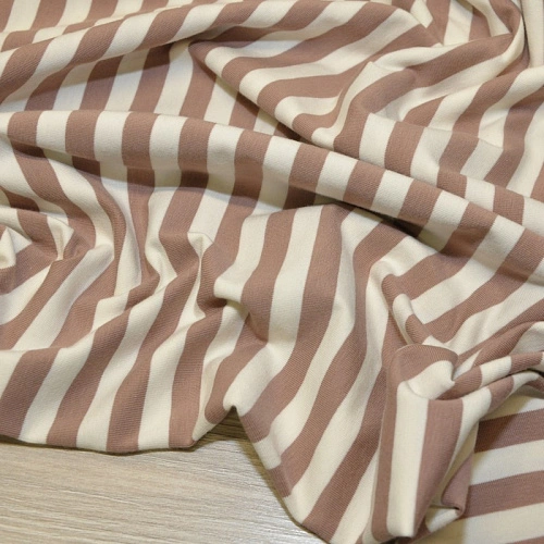 Кулирная гладь "Тельняшка" "1 см бежевый +молочный"