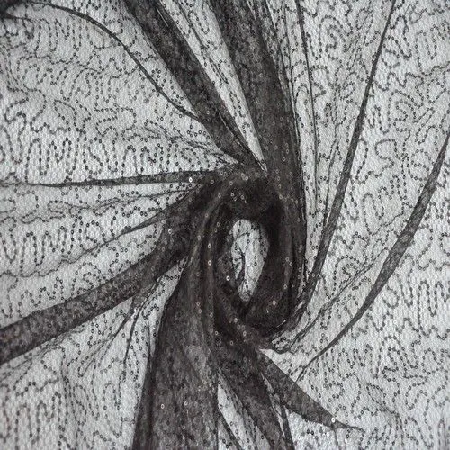 Пайетки на фатине (черный)