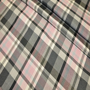 Костюмная ткань "Клетка  " (розовый серый)