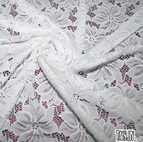 Гипюр стрейчевый с ажурным краем (белый)