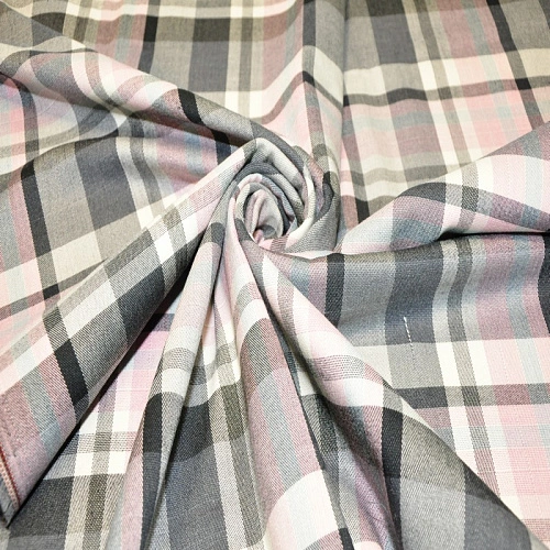 Костюмная ткань "Клетка  " (розовый серый)