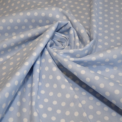 Поплин горох 5мм (голубой)