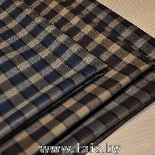 Костюмная ткань "Клетка " (светло-коричневый)