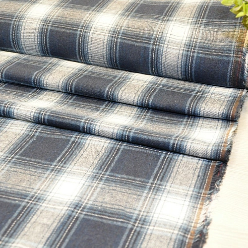 Ткань рубашечная фланель в клетку (синий+индиго)