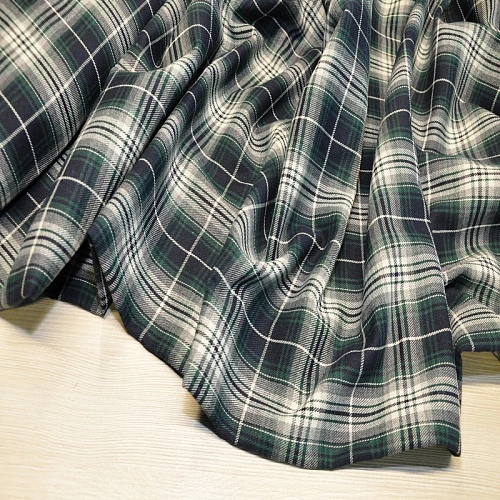 Ткань рубашечная фланель в клетку (синий+зеленый)