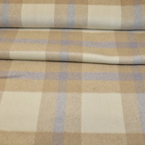 Пальтовая ткань Клетка  (молочный +беж+ лаванда)