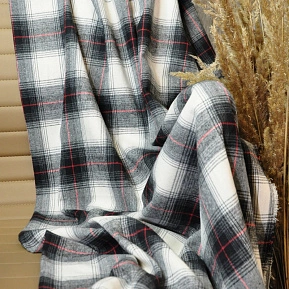 Ткань рубашечная фланель в клетку (серый+красный)