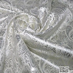 Парча жаккард мелкие огурцы (молочный)