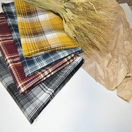 Ткань рубашечная фланель в клетку (бордо)