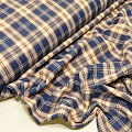 Ткань рубашечная фланель в клетку (синий +бежевый)