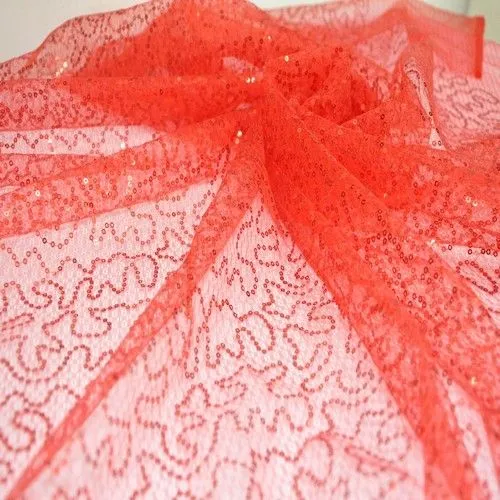 Пайетки на фатине (красный)