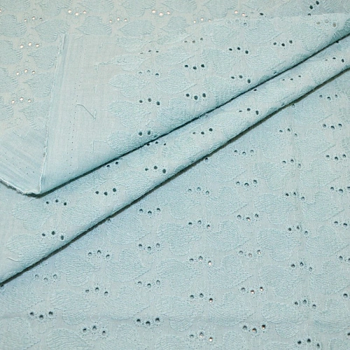 Батист вышитый "Ришелье" (пыльная бирюза)