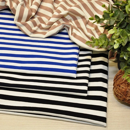 Кулирная гладь "Тельняшка" "1 см бежевый +молочный"