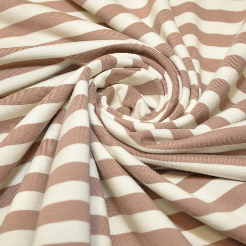 Кулирная гладь "Тельняшка" "1 см бежевый +молочный"