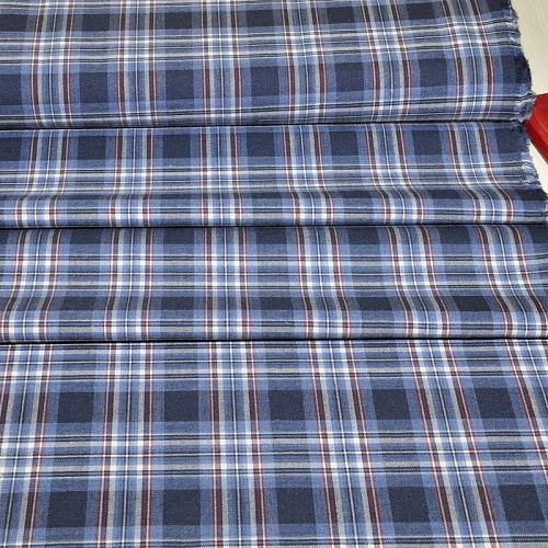 Костюмная ткань Полушерсть клетка (индиго)