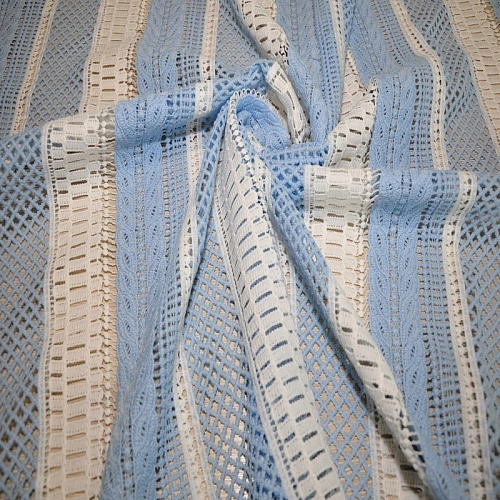 Кружево макраме (молочный+голубой)