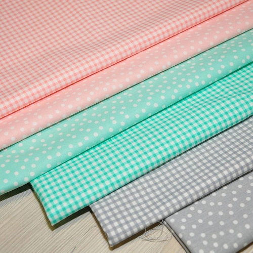 Ткань х/б плательная (Клетка ментол)