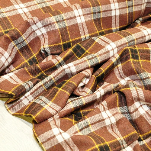 Ткань рубашечная фланель в клетку (коричневый)