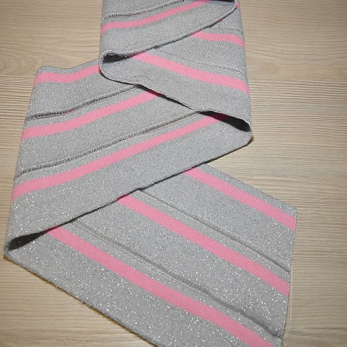 Манжет трикотажный (серебро+розовый)