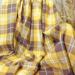 Ткань рубашечная фланель в клетку (горчица+коричневый)