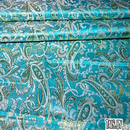 Парча жаккард огурцы (бирюза)