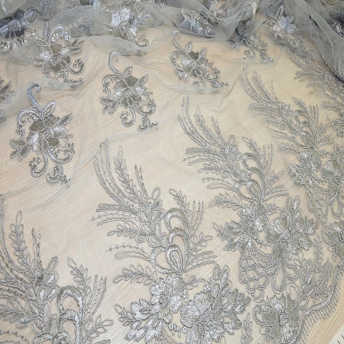 Вышивка на сетке  "Моника" (серебро)