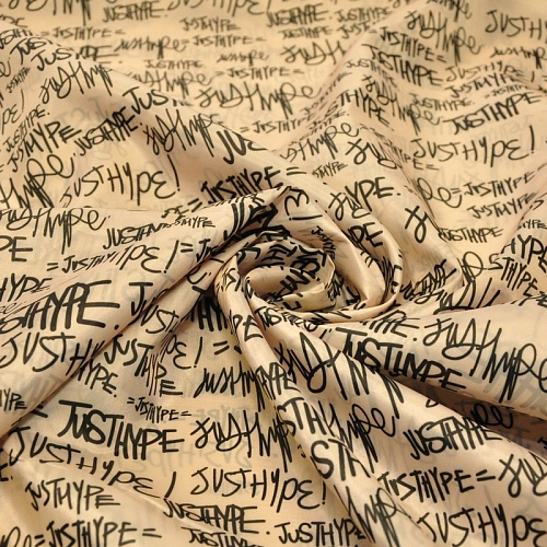 Подкладка нейлон принт газета на бежевом фоне