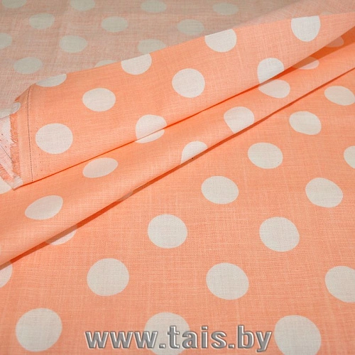 Хлопок принт "Крупный горох на персиковом фоне"