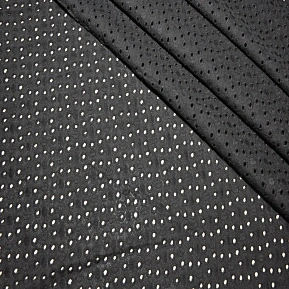 Батист вышитый, прошва листок мелкий (черный)