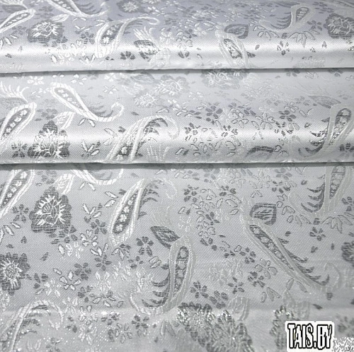 Парча жаккард мелкие огурцы (белый)