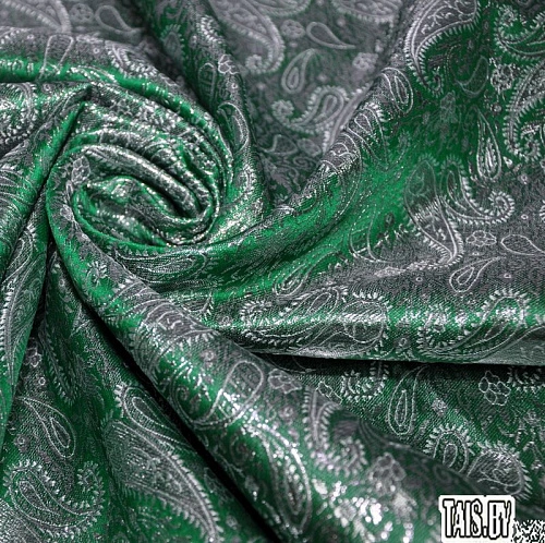 Парча жаккард мелкие огурцы (зеленый)