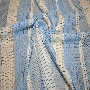 Кружево макраме (молочный+голубой)