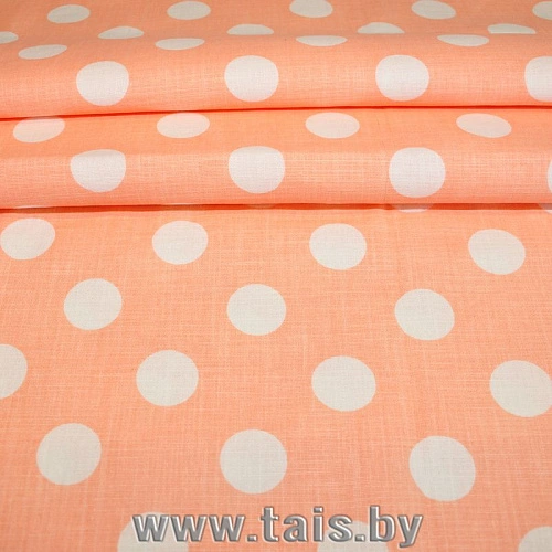 Хлопок принт "Крупный горох на персиковом фоне"