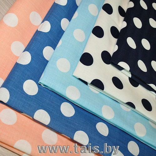 Хлопок принт "Крупный горох на персиковом фоне"