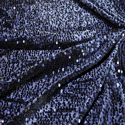 Пайетки на велюре (синий)
