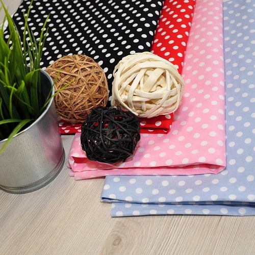 Поплин горох 5мм (голубой)