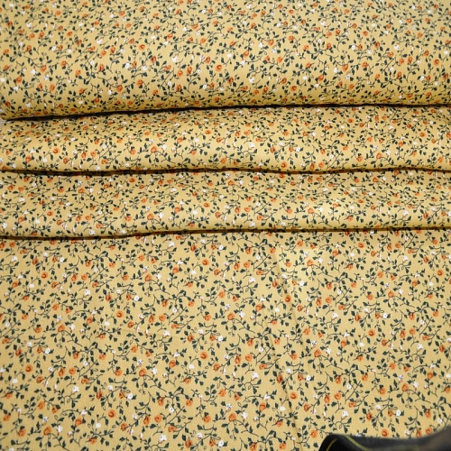 Штапель "Твил" Мелкий цветочек на желтом фоне