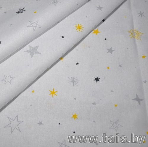Ткань х/б плательная (звезды желтые)