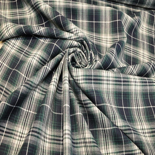 Ткань рубашечная фланель в клетку (синий+зеленый)