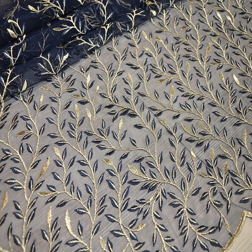 Вышивка на сетке (синий+золото)