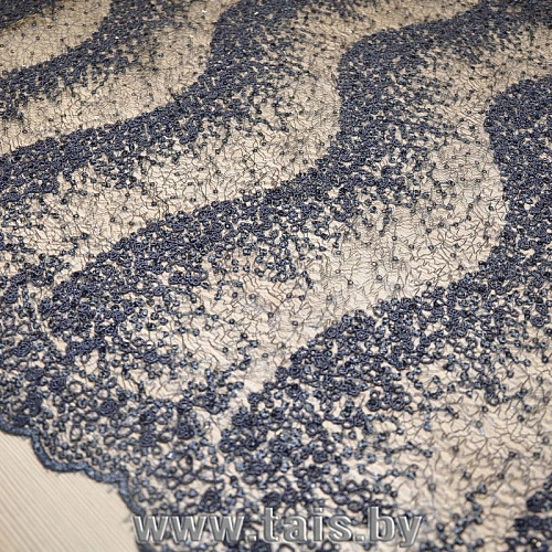 Вышивка на сетке с пайетками "Волна" (графит)