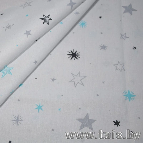 Ткань х/б плательная (звезды голубые)