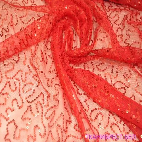 Пайетки на сетке красные